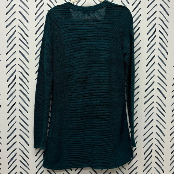 M - Ellen Tracy Teal & Black Tunic Length Sweater