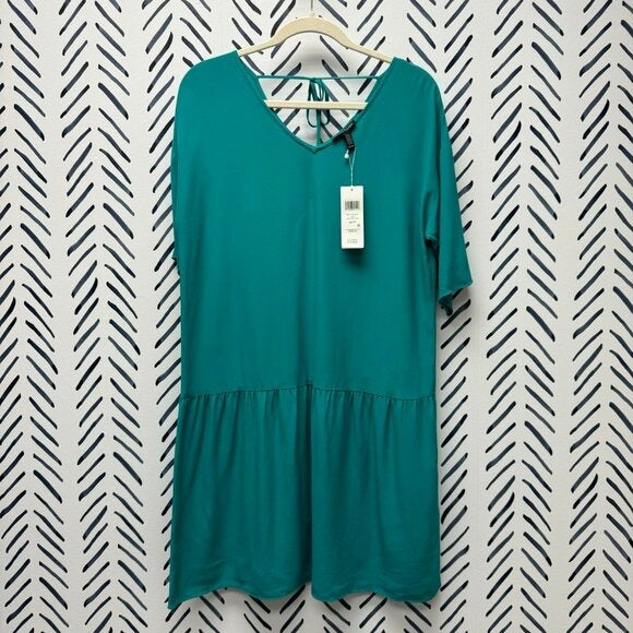 XS - NWT! $268 Eileen Fisher Turquoise Dress with Dropped Waist