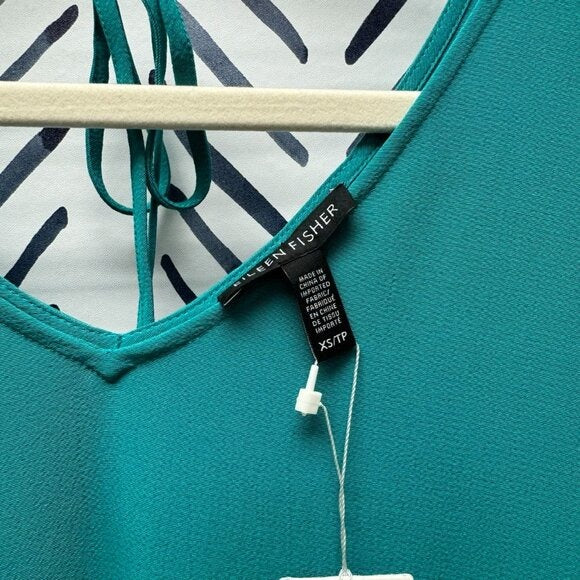 XS - NWT! $268 Eileen Fisher Turquoise Dress with Dropped Waist