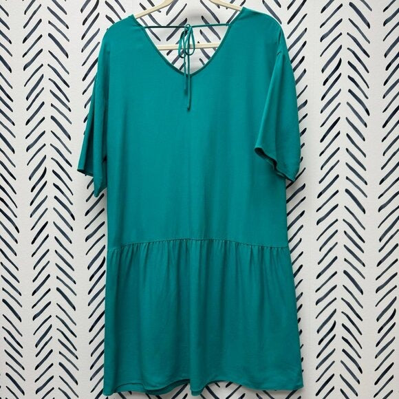 XS - NWT! $268 Eileen Fisher Turquoise Dress with Dropped Waist