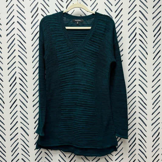 M - Ellen Tracy Teal & Black Tunic Length Sweater