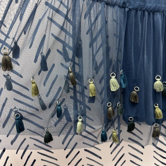 Maeve Navy Blue Maxi Skirt with Tassels - XS