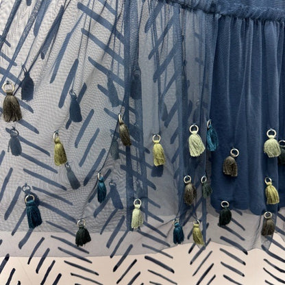 Maeve Navy Blue Maxi Skirt with Tassels - XS