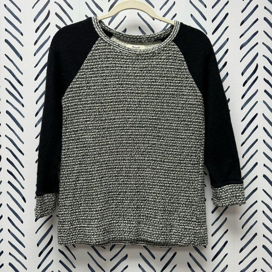 XS - Madewell Mixed Knit Sweater in Black and White