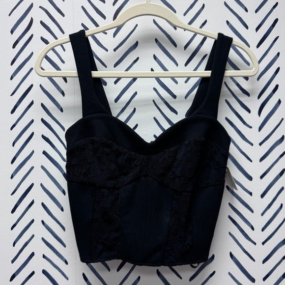 Anthropologie Black Lace Bustier Top - XS